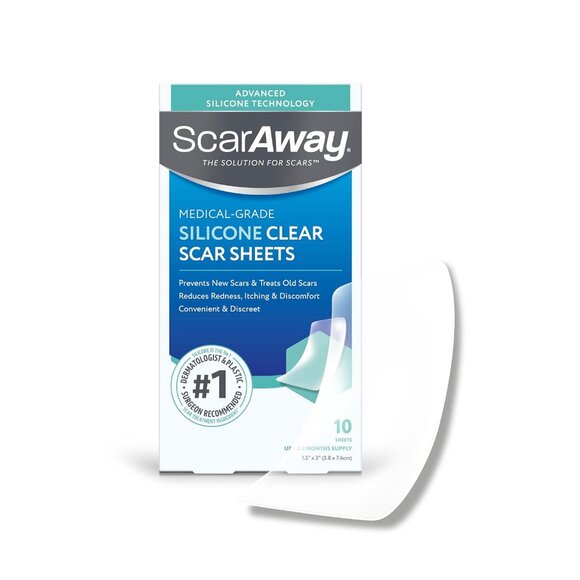 New ScarAway Advanced Clear Silicone Scar Sheets 10 Count - Picture 1 of 1